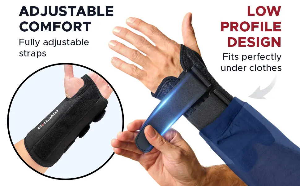 OrthoMD Wrist Brace — adjustable comfort with fully adjustable straps and low profile design that fits under clothes
